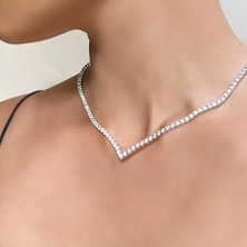 Takıconcept Taşlı Su Yolu V Tasarım Abiye Kolye