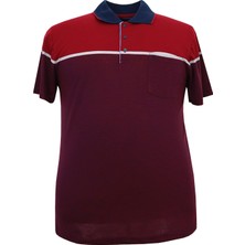 Maruf Shop Büyük Beden Erkek Tişört Polo Yaka Pike Bordo Cepli