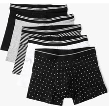 Koton Çizgili 5'li Boxer Seti Beli Lastikli Baskılı Çok Renkli