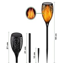 Trendkent Alev Efektli Solar LED Güneş Enerjili Bahçe Çim Aydınlatma Lamba 50 cm