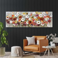 SML Tablo Renkli Çiçek Bahçesi Dekoratif Kanvas Tablo