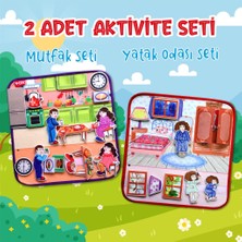 Tox 2 Set - 32 Parça  Mutfak ve Yatak Odası Keçe Cırtlı Aktivite Sayfası - Çocuk Etkinlik , Eğitici Oyuncak