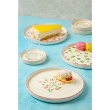 Kevin Seramik 18 Parça 6 Kişilik Berthe Çiçekli Stackable Kahvaltı Takımı&Lüx Sunumlu Çay Seti