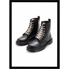 Bambi Siyah Lame Taşlı  Kadın Bot & Bootie K02836222909