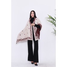 Panşalço Güllü Model- Kadın,genç,anne,triko Omuz Şalı- Taş Bordo