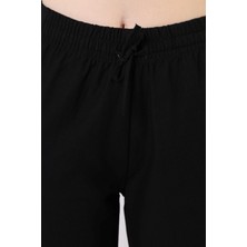 Diaves Siyah Keten Karışımlı Bol Kesim Pantolon