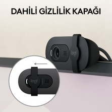 Logitech BRIO 100 Full HD 1080p Gizlilik Kapaklı Mikrofonlu Web Kamerası - Siyah