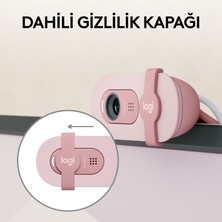 Logitech BRIO 100 Full HD 1080p Gizlilik Kapaklı Mikrofonlu Web Kamerası - Pembe