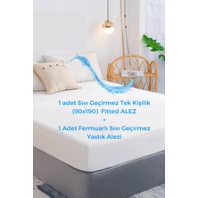 Elyaf Sepeti Fitted Tek Kişilik Su Sıvı Geçirmez Yatak Koruyucu Alez ÇARŞAF(90X190) +1 Adet Yastık Alezi