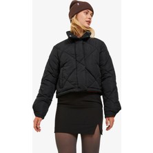 JJXX Kadın Siyah Kısa Kapitone Mont Outdoor Kullanım İçin 100% Polyester Dikişli Özellikli