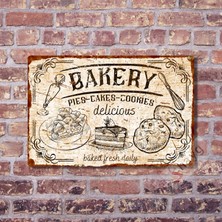 Hayg Equipment Pas Görünümlü Mutfak Levhası - Cafe And Bakery Retro Tarzı Alüminyum Duvar Tabelası 20CM x 30CM