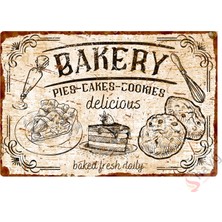 Hayg Equipment Pas Görünümlü Mutfak Levhası - Cafe And Bakery Retro Tarzı Alüminyum Duvar Tabelası 15CM x 22,5cm