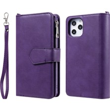 Forestl Digital Iphone 12 Pro Max-Purple Için Fermuarlı Cüzdanlı 2 Aradan 1 Deri Telefon Kasası (Yurt Dışından)