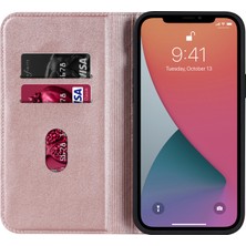 Forestl Digital Iphone 12/12 Pro Telefon Kılıfı Manyetik Telefon Kılıfı Pu Deri Kart Tutucu Stand Kapağı Magsafe-Rose Gold ile Uyumlu (Yurt Dışından)