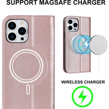 Forestl Digital Iphone 12/12 Pro Telefon Kılıfı Manyetik Telefon Kılıfı Pu Deri Kart Tutucu Stand Kapağı Magsafe-Rose Gold ile Uyumlu (Yurt Dışından)