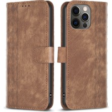 Forestl Digital Iphone 12/12 Pro Magnicy Telekle Baskı Izgara Desen Standı Kapak Telefon Cüzdanı Case-Brown (Yurt Dışından)