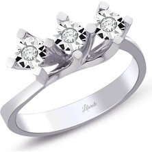Lilarote 0.15 Ct Pırlanta Üçtaş Lazerli Yüzük