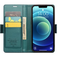 Forestl Digital Iphone 12/12 Pro Litchi Doku Cüzdan Stand Telefon Kılıfı Rfıd Engelleme Deri Kapak Yeşil (Yurt Dışından)