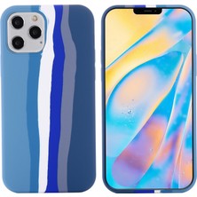 Forestl Digital Gökkuşağı Tarzı Sıvı Silikon Koruyucu Telefon Kapak Kılıfı Iphone 12 6.1 12 Pro-Blue (Yurt Dışından)