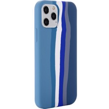 Forestl Digital Gökkuşağı Tarzı Sıvı Silikon Koruyucu Telefon Kapak Kılıfı Iphone 12 6.1 12 Pro-Blue (Yurt Dışından)