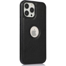 Forestl Digital Iphone 12 Pro Logo View Soft Tpu+Pu Telefon Kapağı - Siyah (Yurt Dışından)