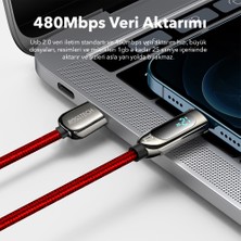 Rosstech 12W Lightning To USB Dijital Ekranlı Hızlı Şarj Kablosu 1.2m (Rosstech Türkiye Garantili)