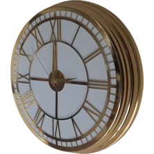 Bahat Gold Parlak Metal Salon Otel Ofis Duvar Saati 40 cm Camsız