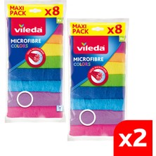 Vileda 2 Paket 8'li %100 Mikrofiber Colors Temizlik Bezi