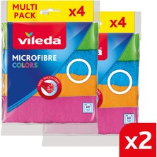 Vileda 2 Paket 4'lü %100 Mikrofiber Colors Temizlik Bezi