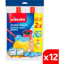 Vileda 12 Paket Supermocio Klasik + Ahşap Yedek Paspas