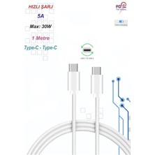 Pistech Type-C To Type-C Hızlı Şarj Kablosu 30W Pd 5.0A Samsung Huawei Xiaomi Oppo Ipad Data ve Şarj Kablo