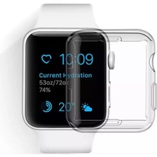 Pistech Apple Watch 1 2-3-4-5-6-Se Serisi ( 44MM ) 360 Tam Koruma Şeffaf Silikon Kılıf Premium Model