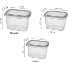 Ness Avm Darbeye ve Uv Işınlarında Ekstra Dayanıklı, Derin Dondurucu ve Mikrodalga Fırında Kullanıma Uygun Kamp ve Piknik 3'lü Set Çok Amaçlı Saklama Kabı -2300ML-1300ML-800ML