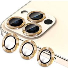 Pistech iPhone 11 Pro/11 Pro Max Uyumlu Alüminyum Alaşım 3D Kamera Lens Koruyucu Gold [3'lü Set]