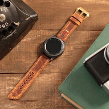 Vagave Samsung Galaxy Watch 4 5 6 / Watch 6 Classic 40MM 43MM 44MM 47MM Watch 5 Watch 5 Pro 40MM 44MM 45MM Watch 4 40MM 42MM 44MM 46MM 3 İp Motifli Gri Deri Kordon 20MM Hardal