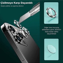 Pistech iPhone 13 Pro /13 Pro Max Uyumlu Swarovski Taşlı 3D Kamera Lens Koruyucu Gümüş [3'lü Set]