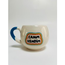 Mor Mürekkep Canım Kendim Baskılı Mavi Kulplu Balon Kupa