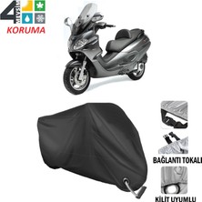 AUTOES Piaggio X9 200 Branda Motosiklet Brandası Bağlantı ve Kilit Uyumlu Siyah