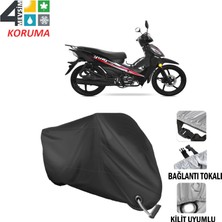 AUTOES Yuki Attact 100 Branda Motosiklet Brandası Bağlantı ve Kilit Uyumlu Siyah