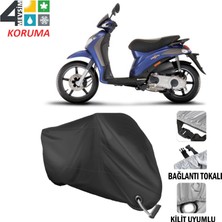 AUTOES Piaggio Liberty 200 Branda Motosiklet Brandası Bağlantı ve Kilit Uyumlu Siyah