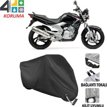 AUTOES Yamaha Ybr 250 Branda Motosiklet Brandası Bağlantı ve Kilit Uyumlu Siyah