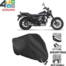 AUTOES Bajaj Avenger Street 150 Branda Motosiklet Brandası Bağlantı ve Kilit Uyumlu Siyah