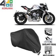 AUTOES Mv Agusta Stradale 800 Branda Motosiklet Brandası Bağlantı ve Kilit Uyumlu Siyah
