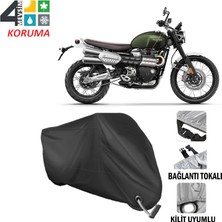 AUTOES Triumph Scrambler Branda Motosiklet Brandası Bağlantı ve Kilit Uyumlu Siyah