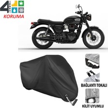 AUTOES Triumph Bonneville T100 Branda Motosiklet Brandası Bağlantı ve Kilit Uyumlu Siyah