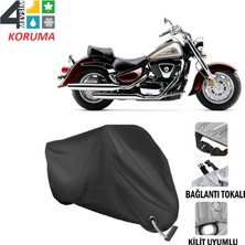 AUTOES Suzuki Vl 1500 Intruder Branda Motosiklet Brandası Bağlantı ve Kilit Uyumlu Siyah