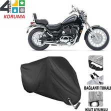AUTOES Suzuki Vl 600 Intruder Branda Motosiklet Brandası Bağlantı ve Kilit Uyumlu Siyah