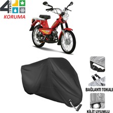 AUTOES Mobylette Super Branda Motosiklet Brandası Bağlantı ve Kilit Uyumlu Siyah