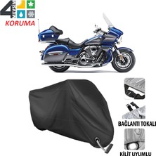 AUTOES Kawasaki Vn 1700 Voyager Branda Motosiklet Brandası Bağlantı ve Kilit Uyumlu Siyah