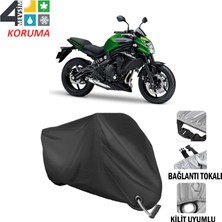 AUTOES Kawasaki Er-6 N Branda Motosiklet Brandası Bağlantı ve Kilit Uyumlu Siyah